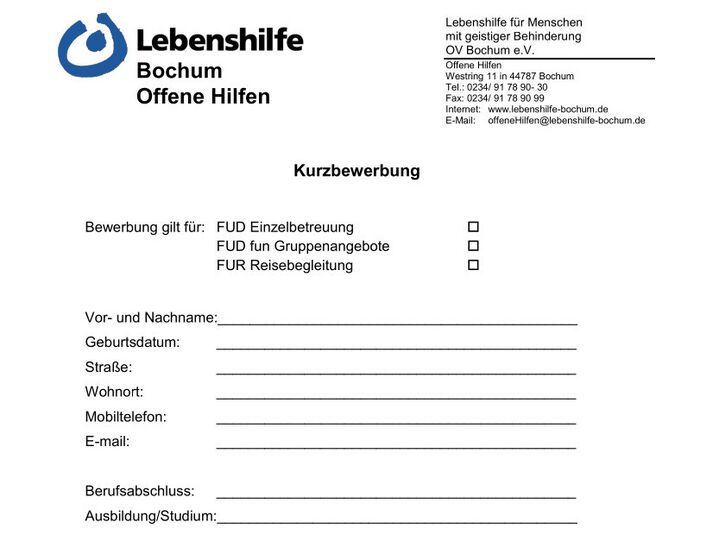 Kurzbewerbung